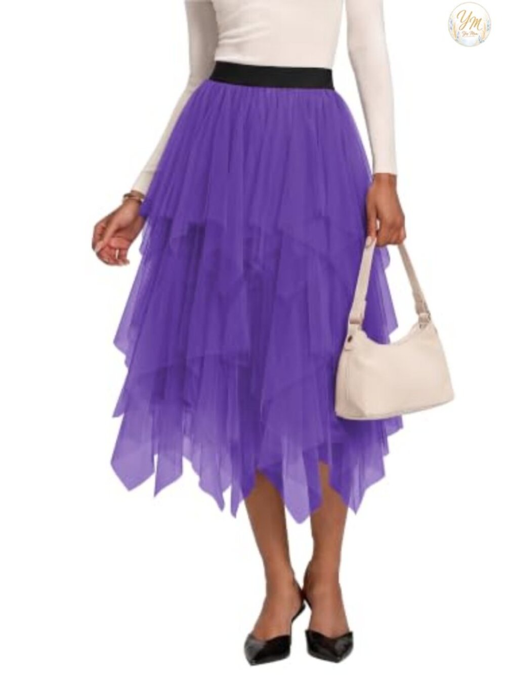 A-Line Mesh Tutu Skirt Fluffy Layered Tulle Midi Skirt